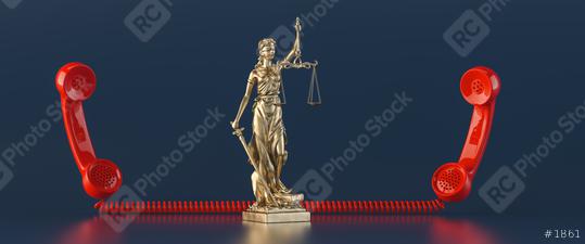 The Statue of Justice - lady justice or Iustitia / Justitia the Roman goddess of Justice, with red telephone receiver as lawyer concept image  : Stock Photo or Stock Video Download rcfotostock photos, images and assets rcfotostock | RC Photo Stock.: