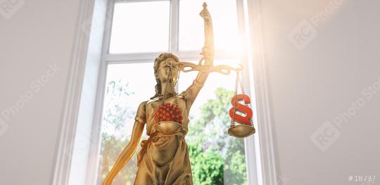 The Statue of Justice - lady justice or Iustitia / Justitia the Roman goddess of Justice with coronavirus covid-19 in scale, law concept image for lockdown and german Infection Protection Act, banner  : Stock Photo or Stock Video Download rcfotostock photos, images and assets rcfotostock | RC Photo Stock.: