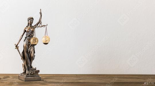 The Statue of Justice- lady justice or Iustitia with Bitcoin digital cryptocurrency, including copy space  : Stock Photo or Stock Video Download rcfotostock photos, images and assets rcfotostock | RC Photo Stock.: