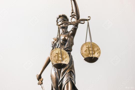 The Statue of Justice with Bitcoin digital cryptocurrency  : Stock Photo or Stock Video Download rcfotostock photos, images and assets rcfotostock | RC Photo Stock.: