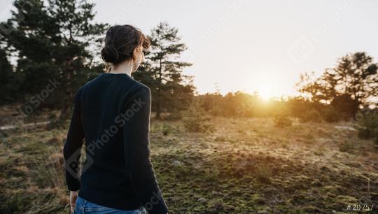 Thoughtful woman looks ahead, at nature. Human is future-oriented and positive.  : Stock Photo or Stock Video Download rcfotostock photos, images and assets rcfotostock | RC Photo Stock.: