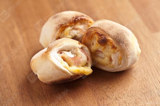 Three pizza buns with cheese and ham  : Stock Photo or Stock Video Download rcfotostock photos, images and assets rcfotostock | RC Photo Stock.: