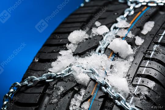Tire with ice and snow chain   : Stock Photo or Stock Video Download rcfotostock photos, images and assets rcfotostock | RC Photo Stock.: