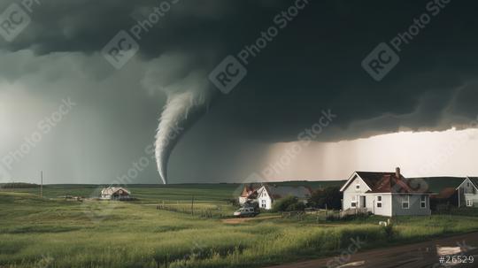 Tornado forms near countryside homes under dramatic skies  : Stock Photo or Stock Video Download rcfotostock photos, images and assets rcfotostock | RC Photo Stock.: