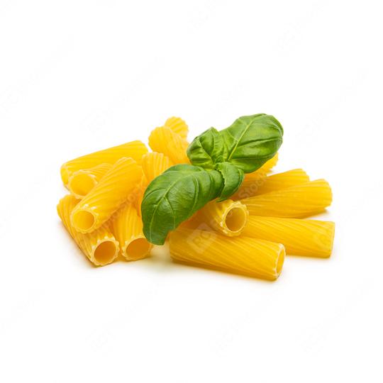 Tortiglioni pasta with basil leaf  : Stock Photo or Stock Video Download rcfotostock photos, images and assets rcfotostock | RC Photo Stock.: