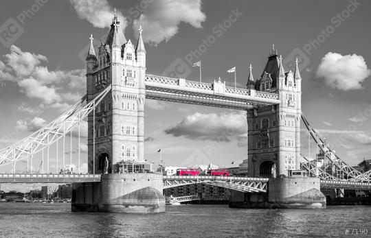 tower bridge with traditional red bus in black and white colors, london, uk  : Stock Photo or Stock Video Download rcfotostock photos, images and assets rcfotostock | RC Photo Stock.: