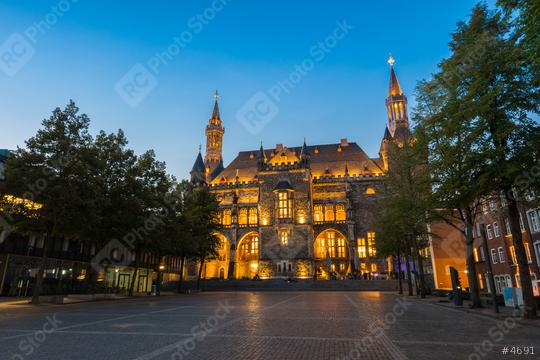 town hall of aachen at a summer sunset  : Stock Photo or Stock Video Download rcfotostock photos, images and assets rcfotostock | RC Photo Stock.: