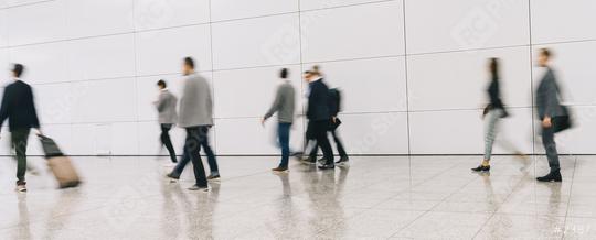 trade fair visitors walking in a clean futuristic corridor  : Stock Photo or Stock Video Download rcfotostock photos, images and assets rcfotostock | RC Photo Stock.: