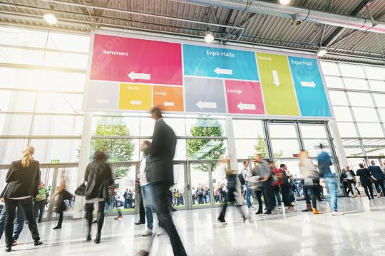 Tradeshow Visitors rushing in a modern hall  : Stock Photo or Stock Video Download rcfotostock photos, images and assets rcfotostock | RC Photo Stock.: