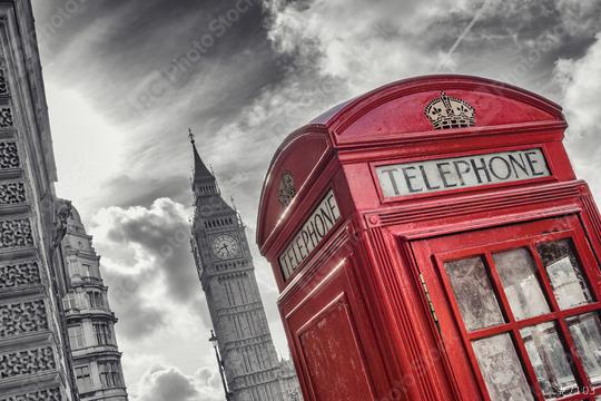 Traditional red british telephone Booth with Big Ben in London, United Kingdom  : Stock Photo or Stock Video Download rcfotostock photos, images and assets rcfotostock | RC Photo Stock.: