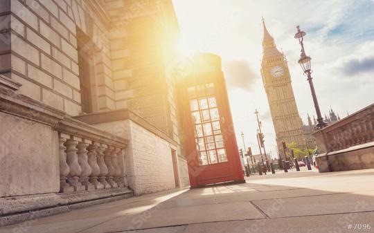 Traditional red british telephone box in London with Sunlight  : Stock Photo or Stock Video Download rcfotostock photos, images and assets rcfotostock | RC Photo Stock.: