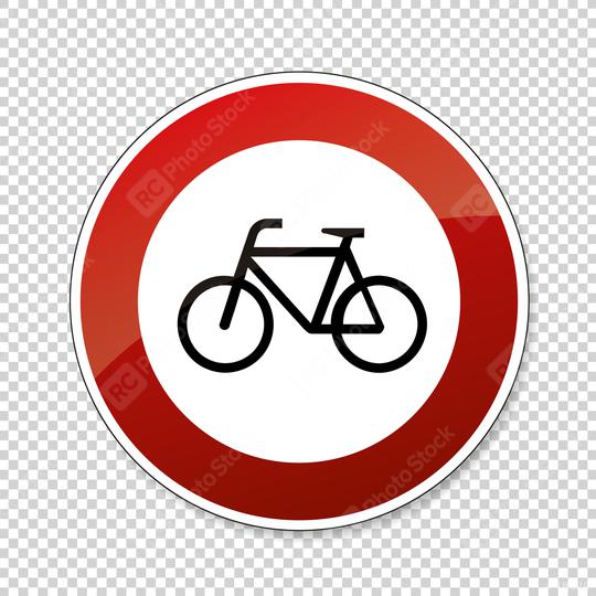 traffic sign ban for bicycles. German traffic sign prohibiting thoroughfare of bicyles on checked transparent background. Vector illustration. Eps 10 vector file.  : Stock Photo or Stock Video Download rcfotostock photos, images and assets rcfotostock | RC Photo Stock.: