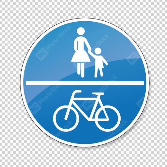 traffic sign bicycle pedestrian area. German traffic sign on a shared-use path on checked transparent background. Vector illustration. Eps 10 vector file.  : Stock Photo or Stock Video Download rcfotostock photos, images and assets rcfotostock | RC Photo Stock.: