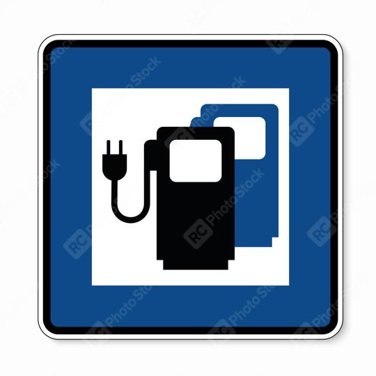 traffic sign Charging station point. German sign Electric vehicle recharging point Ecology friendly electric car charging on white background. Vector illustration. Eps 10 vector file.  : Stock Photo or Stock Video Download rcfotostock photos, images and assets rcfotostock | RC Photo Stock.: