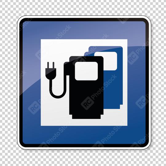 traffic sign Charging station point. German sign Electric vehicle recharging point Ecology friendly electric car charging on checked transparent background. Vector illustration. Eps 10 vector file.  : Stock Photo or Stock Video Download rcfotostock photos, images and assets rcfotostock | RC Photo Stock.: