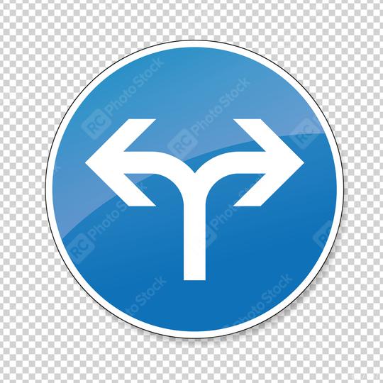 traffic sign direction of travel. German sign restricting the driving direction to left or right on checked transparent background. Vector illustration. Eps 10 vector file.  : Stock Photo or Stock Video Download rcfotostock photos, images and assets rcfotostock | RC Photo Stock.: