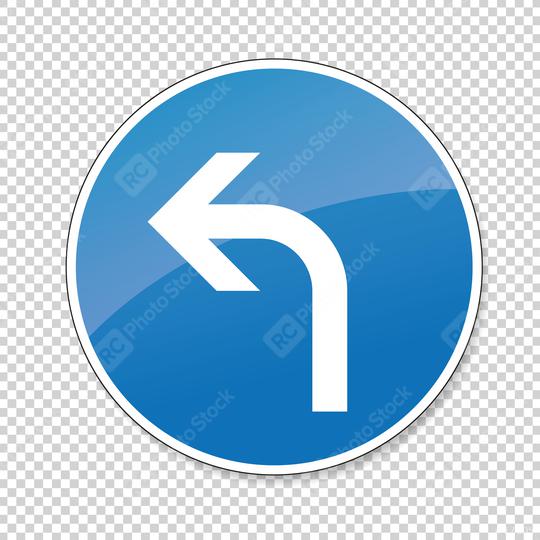 traffic sign direction of travel. German traffic sign: Go left on checked transparent background. Vector illustration. Eps 10 vector file.  : Stock Photo or Stock Video Download rcfotostock photos, images and assets rcfotostock | RC Photo Stock.: