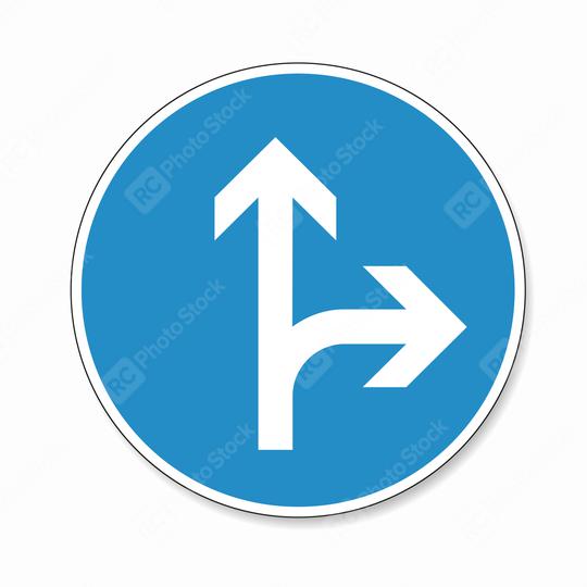 traffic sign direction of travel. German traffic sign: Go straight or right on white background. Vector illustration. Eps 10 vector file.   : Stock Photo or Stock Video Download rcfotostock photos, images and assets rcfotostock | RC Photo Stock.: