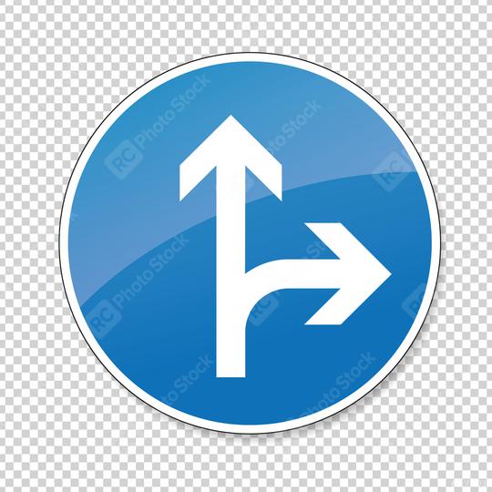 traffic sign direction of travel. German traffic sign: Go straight or right on checked transparent background. Vector illustration. Eps 10 vector file.  : Stock Photo or Stock Video Download rcfotostock photos, images and assets rcfotostock | RC Photo Stock.: