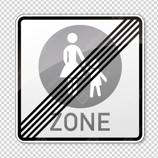 traffic sign end pedestrian area. German sign at the end of a pedestrian zone depicting mother and child on checked transparent background. Vector illustration. Eps 10 vector file.  : Stock Photo or Stock Video Download rcfotostock photos, images and assets rcfotostock | RC Photo Stock.: