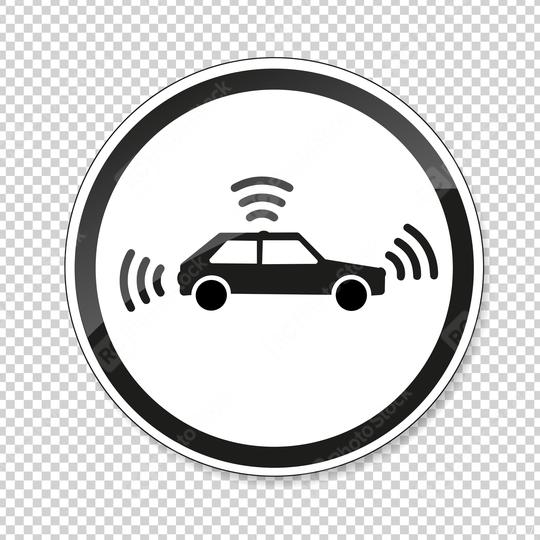 traffic sign for autonomous vehicles. German traffic sign Warning or Caution, Autonomous vehicle crossing on checked transparent background. Vector illustration. Eps 10 vector file.  : Stock Photo or Stock Video Download rcfotostock photos, images and assets rcfotostock | RC Photo Stock.: