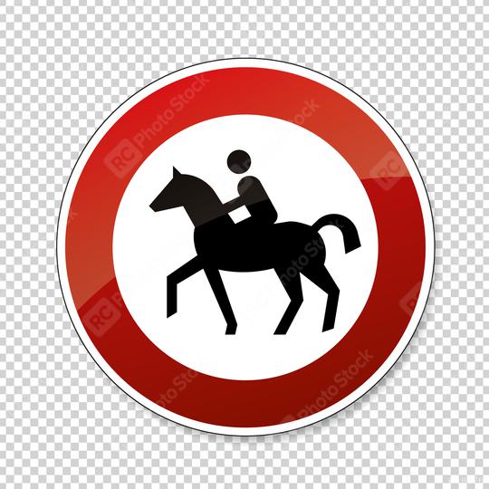 traffic sign forbidden entrance horse. German traffic sign prohibiting thoroughfare of equestrians on checked transparent background. Vector illustration. Eps 10 vector file.  : Stock Photo or Stock Video Download rcfotostock photos, images and assets rcfotostock | RC Photo Stock.: