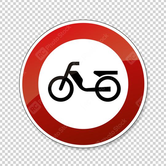 traffic sign forbidden entrance moped. German traffic sign (prohibition of traffic) prohibiting thoroughfare of mopeds on checked transparent background. Vector illustration. Eps 10 vector file.  : Stock Photo or Stock Video Download rcfotostock photos, images and assets rcfotostock | RC Photo Stock.: