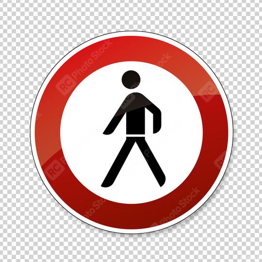 traffic sign forbidden entrance pedestrian. German sign warning about Ban for pedestrians on checked transparent background. Vector illustration. Eps 10 vector file.  : Stock Photo or Stock Video Download rcfotostock photos, images and assets rcfotostock | RC Photo Stock.: