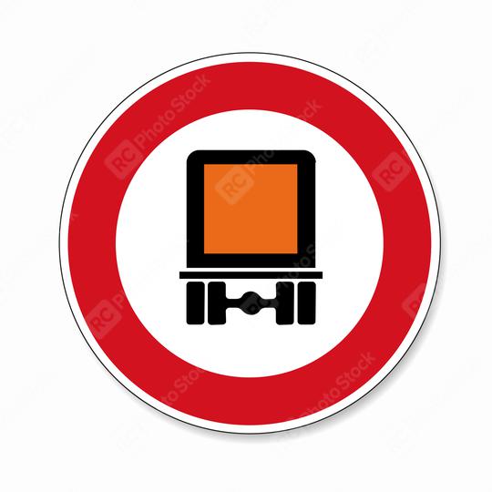 traffic sign forbidden entrance truck. German traffic sign prohibiting thoroughfare of motor vehicles subject to identification of dangerous goods on white background. Vector illustration. Eps 10.  : Stock Photo or Stock Video Download rcfotostock photos, images and assets rcfotostock | RC Photo Stock.: