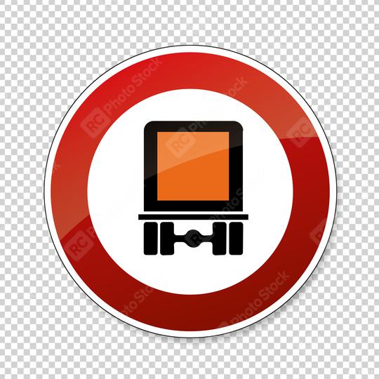 traffic sign forbidden entrance truck. German traffic sign prohibiting thoroughfare of motor vehicles subject to identification of dangerous goods on checked transparent background. Vector Eps 10.  : Stock Photo or Stock Video Download rcfotostock photos, images and assets rcfotostock | RC Photo Stock.: