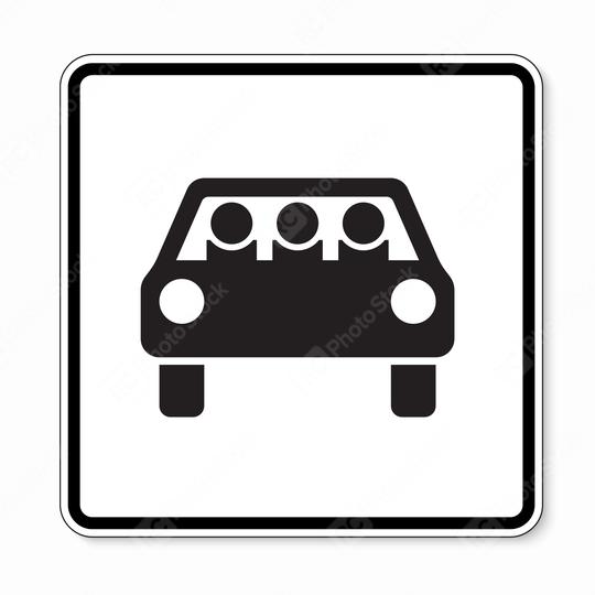 traffic sign multi-passenger car vehicles. German sign for Multi-people sharing a car on white background. Vector illustration. Eps 10 vector file.  : Stock Photo or Stock Video Download rcfotostock photos, images and assets rcfotostock | RC Photo Stock.: