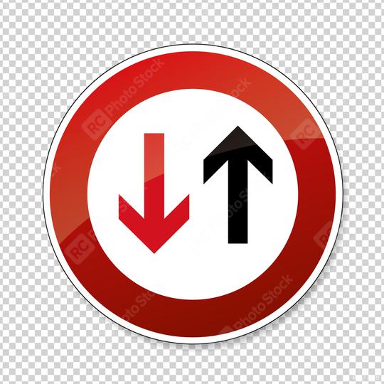 traffic sign no passing. German traffic sign indicating that oncoming traffic has priority on checked transparent background. Vector illustration. Eps 10 vector file.  : Stock Photo or Stock Video Download rcfotostock photos, images and assets rcfotostock | RC Photo Stock.: