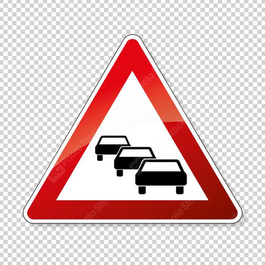 traffic sign no passing. German traffic sign warning about likeliness of traffic queues on checked transparent background. Vector illustration. Eps 10 vector file.  : Stock Photo or Stock Video Download rcfotostock photos, images and assets rcfotostock | RC Photo Stock.: