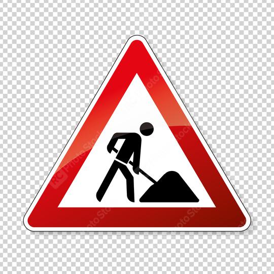 traffic sign pedestrian crossing. German sign warning about a pedestrian crossing in German Zebrastreifen on checked transparent background. Vector illustration. Eps 10 vector file.   : Stock Photo or Stock Video Download rcfotostock photos, images and assets rcfotostock | RC Photo Stock.: