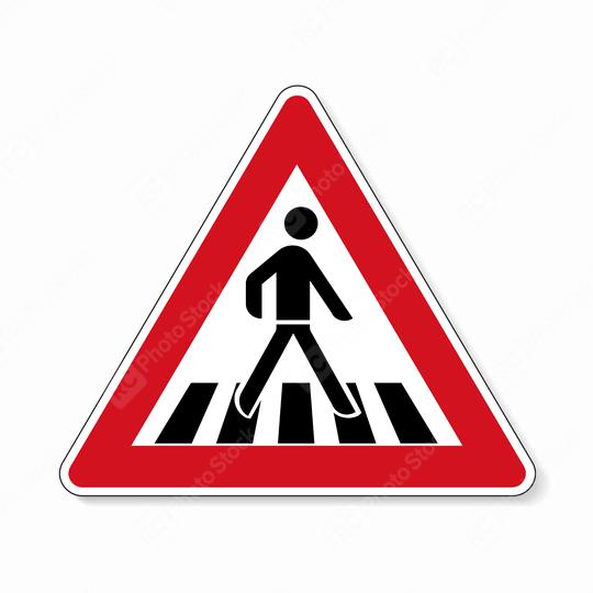 traffic sign pedestrian crossing. German sign warning about a pedestrian crossing in German Zebrastreifen on white background. Vector illustration. Eps 10 vector file.   : Stock Photo or Stock Video Download rcfotostock photos, images and assets rcfotostock | RC Photo Stock.: