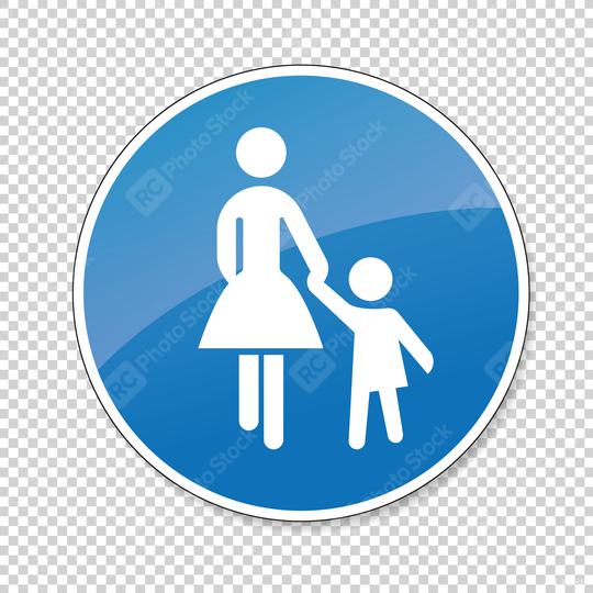 traffic sign pedestrian, German sign at a pedestrian lane depicting mother and child on checked transparent background. Vector illustration. Eps 10 vector file.  : Stock Photo or Stock Video Download rcfotostock photos, images and assets rcfotostock | RC Photo Stock.: