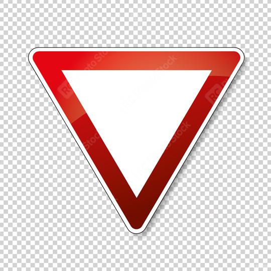 traffic sign right of way. German traffic sign: Give way! on checked transparent background. Vector illustration. Eps 10 vector file.  : Stock Photo or Stock Video Download rcfotostock photos, images and assets rcfotostock | RC Photo Stock.: