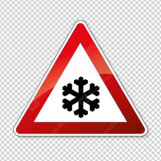 traffic sign snowfall. A road warning sign in Germany: Ice on checked transparent background. Vector illustration. Eps 10 vector file.  : Stock Photo or Stock Video Download rcfotostock photos, images and assets rcfotostock | RC Photo Stock.: