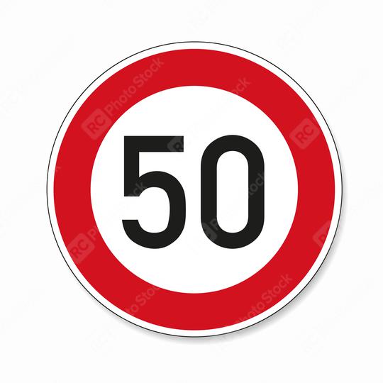 traffic sign speed limit fifty. German traffic sign restricting speed to 50 kilometers per hour on white background. Vector illustration. Eps 10 vector file.  : Stock Photo or Stock Video Download rcfotostock photos, images and assets rcfotostock | RC Photo Stock.: