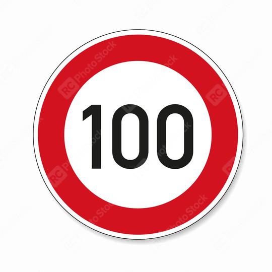traffic sign speed limit one hundred. German traffic sign restricting speed to 100 kilometers per hour on white background. Vector illustration. Eps 10 vector file.  : Stock Photo or Stock Video Download rcfotostock photos, images and assets rcfotostock | RC Photo Stock.: