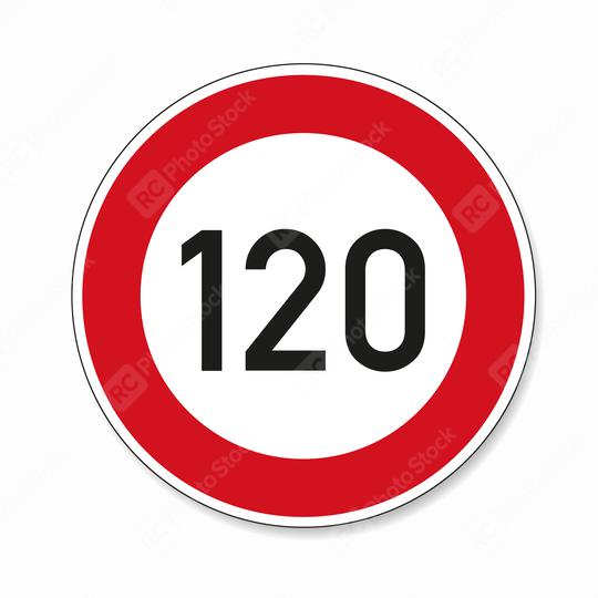 traffic sign speed limit one hundred twenty. German traffic sign restricting speed to 120 kilometers per hour on white background. Vector illustration. Eps 10 vector file.  : Stock Photo or Stock Video Download rcfotostock photos, images and assets rcfotostock | RC Photo Stock.: