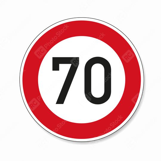 traffic sign speed limit seventy. German traffic sign restricting speed to 70 kilometers per hour on white background. Vector illustration. Eps 10 vector file.  : Stock Photo or Stock Video Download rcfotostock photos, images and assets rcfotostock | RC Photo Stock.: