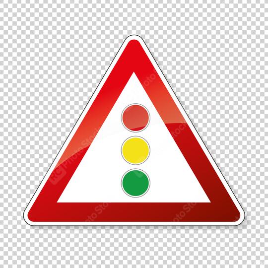traffic sign traffic lights. German sign warning about traffic lights on checked transparent background. Vector illustration. Eps 10 vector file.  : Stock Photo or Stock Video Download rcfotostock photos, images and assets rcfotostock | RC Photo Stock.: