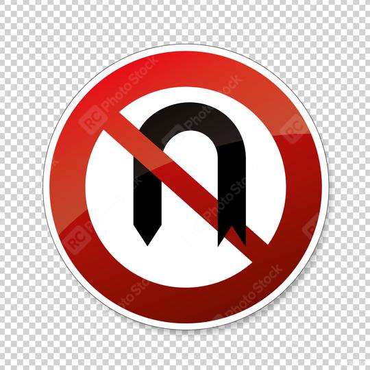 traffic sign turn forbade. German regulatory road sign: No U-Turn on checked transparent background. Vector illustration. Eps 10 vector file.  : Stock Photo or Stock Video Download rcfotostock photos, images and assets rcfotostock | RC Photo Stock.: