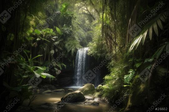 Tranquil waterfall surrounded by lush tropical greenery.  : Stock Photo or Stock Video Download rcfotostock photos, images and assets rcfotostock | RC Photo Stock.: