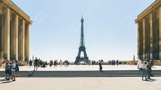 Trocadero square with view of the eiffel tower and crowd of people  : Stock Photo or Stock Video Download rcfotostock photos, images and assets rcfotostock | RC Photo Stock.: