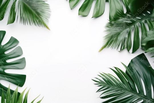 Tropical green leaves arranged on a white background  : Stock Photo or Stock Video Download rcfotostock photos, images and assets rcfotostock | RC Photo Stock.: