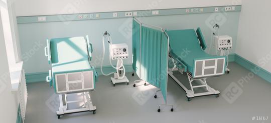 Two intensive care beds in an intensive care unit with ventilators for Covid-19 patients in the case of   : Stock Photo or Stock Video Download rcfotostock photos, images and assets rcfotostock | RC Photo Stock.: