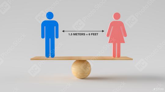 Two people standing wooden scale balancing for social distancing in between. Concept of staying physically apart for infection control intended to stop or slow down the spread of COVID-19 conoravirus  : Stock Photo or Stock Video Download rcfotostock photos, images and assets rcfotostock | RC Photo Stock.: