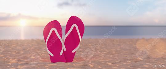 Two purple flip-flop sandals in the beach against sunset sky in summer  : Stock Photo or Stock Video Download rcfotostock photos, images and assets rcfotostock | RC Photo Stock.: